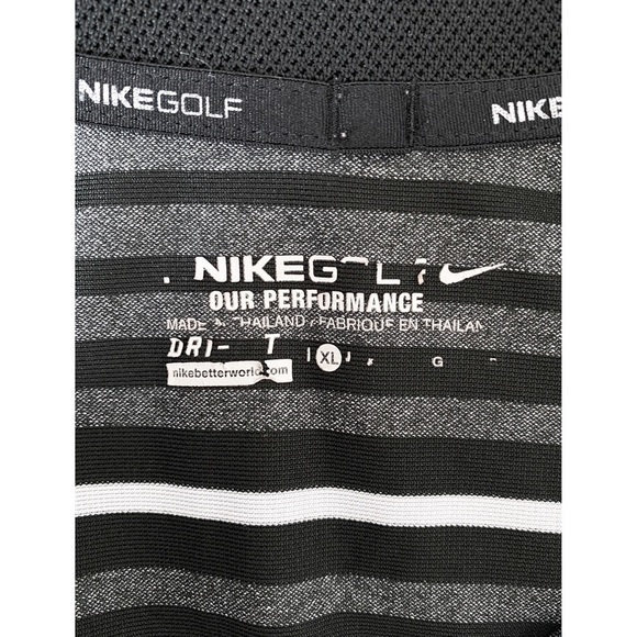 Nike Golf Men's Dry-Fit Tour Performance Striped Athletic Polo, Black Grey - XL - Picture 8 of 9